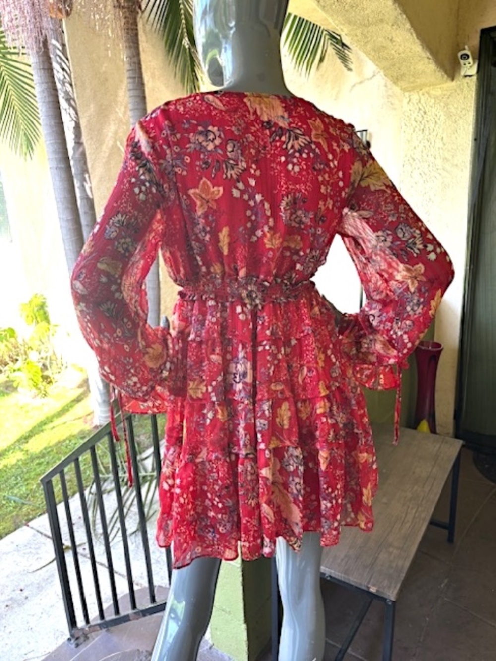 FREE PEOPLE "Closer to Your Heart" V-Neck Tiered Mini-Dress EUC/sz S - Picture 9 of 14